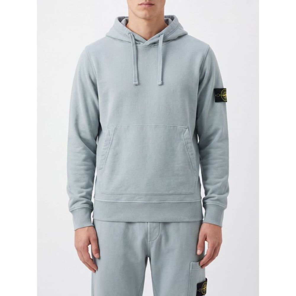 Stone Island Men Relaxed Fit Cotton Hoodie Stone Island With Kangaroo Pocket